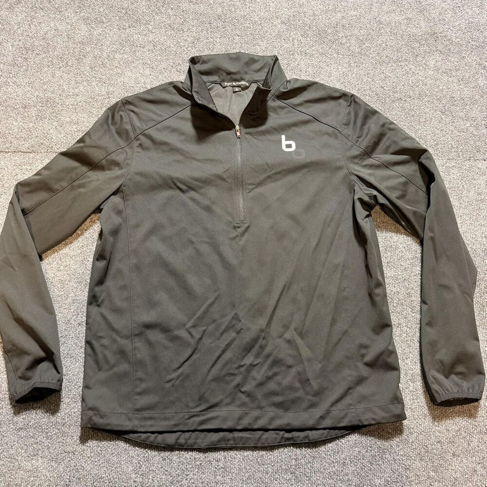 Port Authority Jacket Mens Large Black 1/4 Zip Softshell Bluemedia Pullover